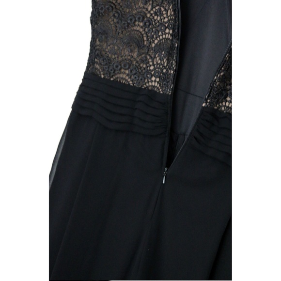 Tadashi Shoji Bridal Mikado Jumpsuit 6 Black Lace Overlay Chiffon Wide Leg $490 - Picture 14 of 16